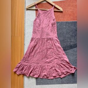 Hollister Terracotta Pink Embroidered Midi Dress